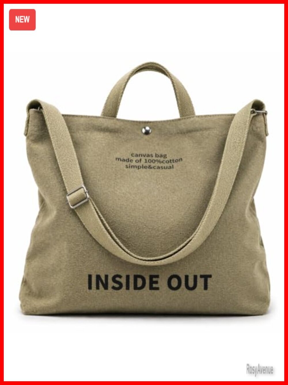 16oz Cotton Canvas Tote Bag Women Crossbody Adjustable Strap